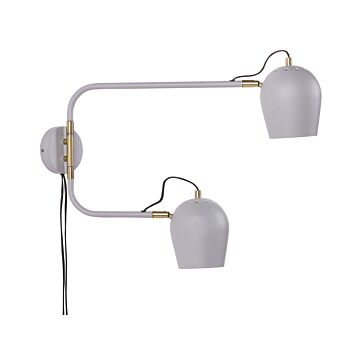 Wall Lamp Light Grey Iron 13 X 41 X 56 Cm 2 Lights Lighting Round Shades Adjustable Modern Industrial Living Room Bedroom Beliani