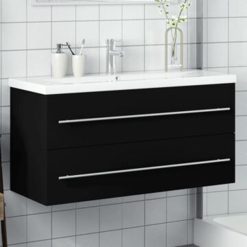 Vidaxl Bathroom Sink Cabinet With Built-in Basin Black