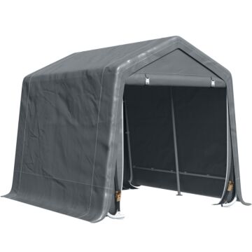 Outsunny Garden Storage Tent, Heavy Duty Bike Shed, Patio Storage Shelter W/ Metal Frame And Double Zipper Doors, 2.8m X 2.4m X 2.4m, Dark Grey