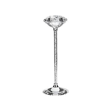 Candle Holder Silver Metal Glass Glam Beliani