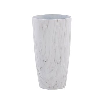 Outdoor Indoor Plant Pot Marble Effect White Stone Mixture Round 32 Cm Modern Design Beliani