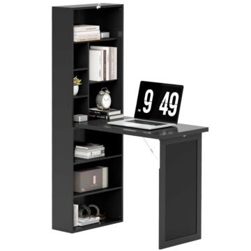 Homcom Three-part Work Desk, With Storage And Chalkboard - Black