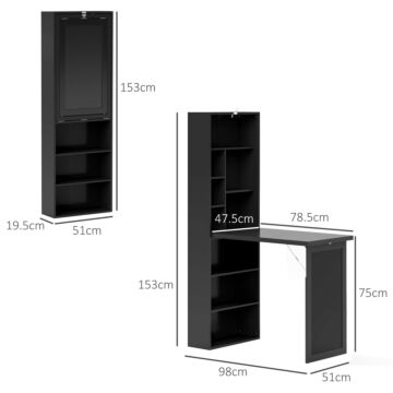 Homcom Three-part Work Desk, With Storage And Chalkboard - Black