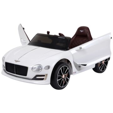 Homcom 12v Ride On Car With Led Lights, Kids Electric Car Ride On Toys Bentley Licensed Mp3 Player, White