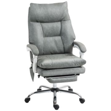 Homcom Faux Leather Office Chair, With Inflatable Lumbar - Grey