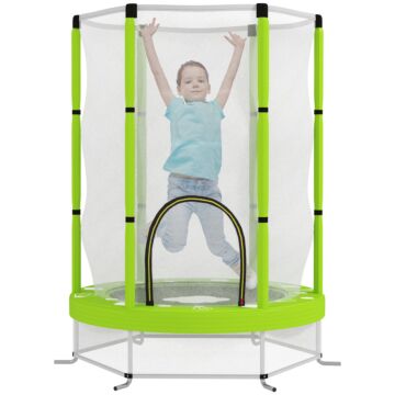 Aiyaplay 4.6ft Toddler Trampoline W/ Safety Enclosure Net, For Indoor Outdoor Use, Ages 3-6 Years, Cloud Pattern - Green