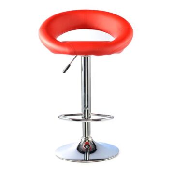 Murry Bar Stool Pu Chrome & Red (2s)