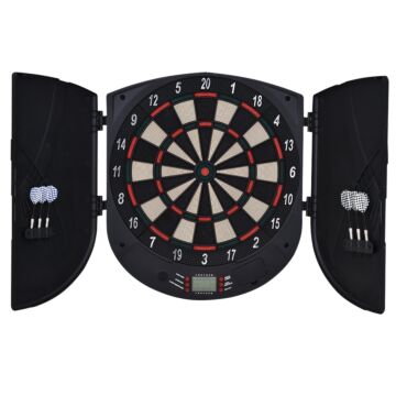 Homcom Electronic Dartboard Set 26 Games And 185 Variations With 6 Darts And Cabinet To Stroage Multi-game Option Ready-to-play