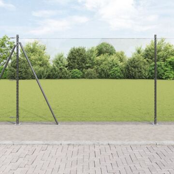 Vidaxl Hexagon Fence Grey 1.6x10 M Steel, Vidaxl Fence Posts With Base Plates 7 Pcs Ø32mm 88.5cm Galvanised Steel
