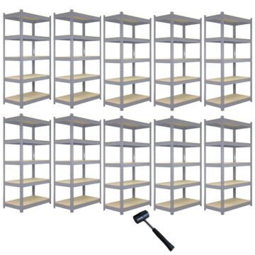 10 X Q-rax Grey Metal Racking Units 90 X 50 X 180cm