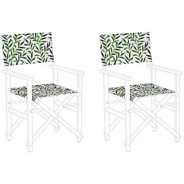 Set Of 2 Garden Chairs Replacement Fabrics Polyester Multicolour Leaves Pattern Sling Backrest And Seat Beliani