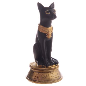 Decorative Small Black And Gold Bast Egyptian Figurine