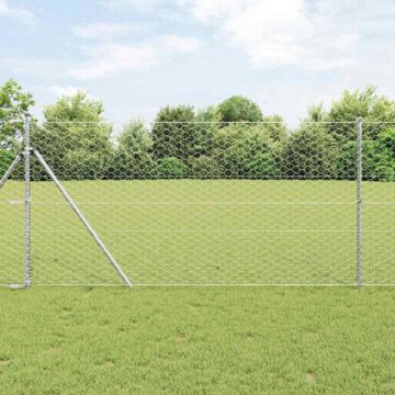 Vidaxl Hexagon Fence 1x100 M Galvanised Steel, Vidaxl Fence Posts 13 Pcs Ø32 Mm 150 Cm Galvanised Steel
