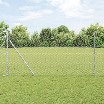 Vidaxl Hexagon Fence 1x100 M Galvanised Steel, Vidaxl Fence Posts 13 Pcs Ø32 Mm 150 Cm Galvanised Steel