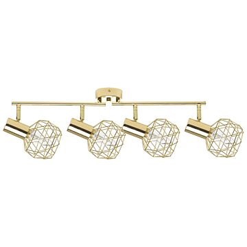 Ceiling Lamp Gold Metal 4 Light Cage Shades Adjustable Arms Modern Beliani