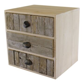 3 Drawer Unit Driftwood Effect Drawers With Pebble Handles
