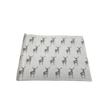Set Of 2 Grey Stag Print Fabric Place Mats