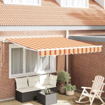 Vidaxl Manual Retractable Awning Yellow And Orange 350x250 Cm