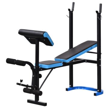 Homcom Adjustable Weight Bench With Leg Developer Barbell Rack For Lifting And Strength Training Multifunctional Workout Station For Home Gym Fitness