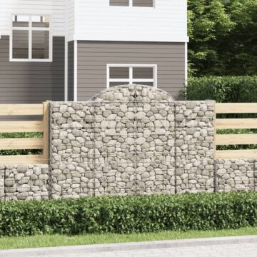 Vidaxl Arched Gabion Baskets 3 Pcs 200x50x140/160 Cm Galvanised Iron