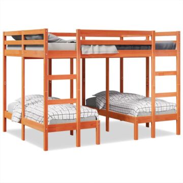 Vidaxl Triple Bunk Bed Frame Wax Brown 140x200/70x140 Cm Solid Wood Pine