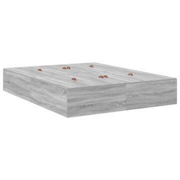 Vidaxl Bed Frame Grey Sonoma Particle Board Queen Storage Bed