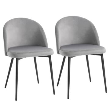 Homcom Dining Chairs Set Of 2 Contemporary Design For Office Dining Kitchen W/soft Fabric Seat And Back Living Room - Grey