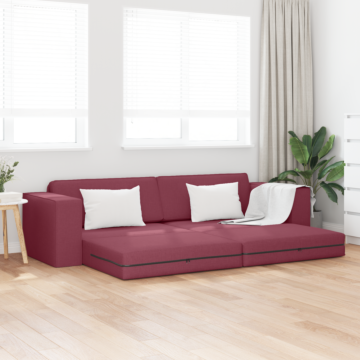 Vidaxl Floor Sofa Bed 2-in-1 Wine Red 245x150x60.5 Cm Fabric