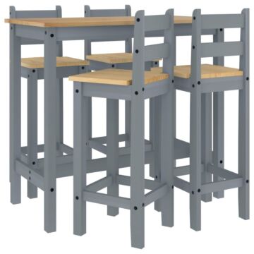 Vidaxl 5 Piece Bar Set Grey Solid Wood Pine