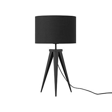 Tripod Table Lamp Black Drum Shade Industrial Beliani