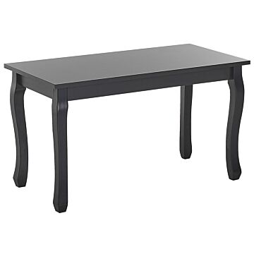 Coffee Table Black Mdf Top Pine Wood Legs 80 X 40 Cm Rectangular Table Top French Shabby Chic Beliani