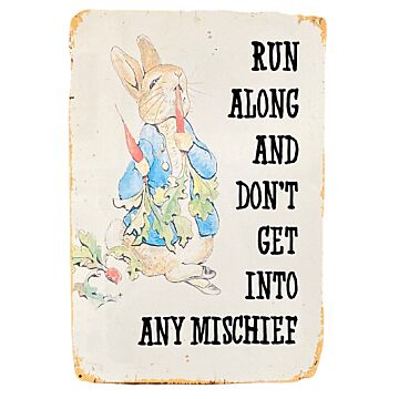 Metal Movie Wall Sign - Peter Rabbit Beatrix Potter - Run Along Mischief