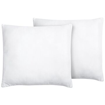 Set Of 2 Bed Pillows White Microfibre 80 X 80 Cm Soft Beliani
