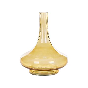 Vase Yellow Glass Coloured Tinted Transparent Decorative Bottle Glass Home Accessory Beliani