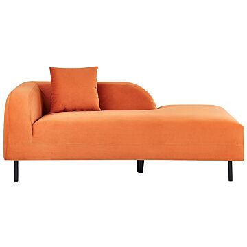 Chaise Lounge Orange Velvet 2 Seater Left Hand Throw Cushion Retro Minimalistic Beliani