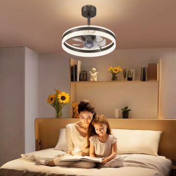 Homcom Ceiling Fan With Led Light And Remote - Black