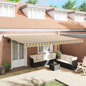 Vidaxl Manual Retractable Awning Green And Yellow 500x300 Cm