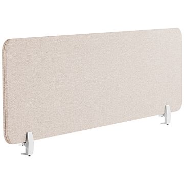 Desk Screen Beige Pet Board Fabric Cover 180 X 40 Cm Acoustic Screen Modular Mounting Clamps Home Office Beliani