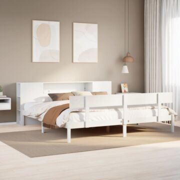 Vidaxl Bookcase Bed Without Mattress White 180x200 Cm Super King Solid Wood Pine