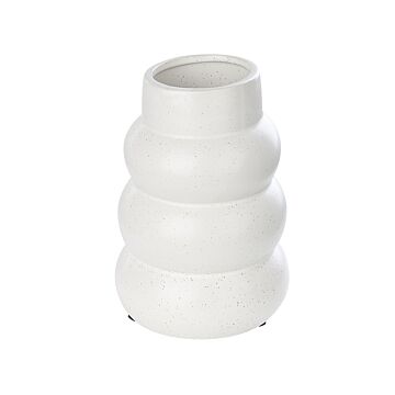 Flower Vase White Stoneware 22 Cm Decorative Home Accessory Minimalistic Home Decor Beliani