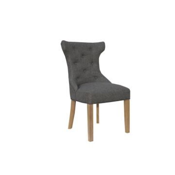 Winged Button Back Chair With Metal Ring Light Grey/oak