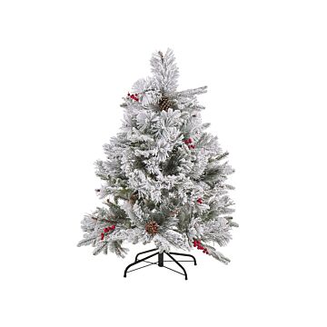Christmas Tree Green With White Fake Snow Synthetic Material 120 Cm Artificial Plant Home Decor Beliani