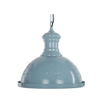 Pendant Lamp Blue Metal Round Shape Flower Ornaments Industrial Beliani