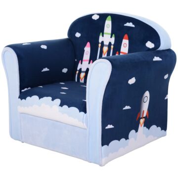 Homcom Children Chair Armchair Single Sofa, 50 X 39 X 44cm, For 18m+, Blue