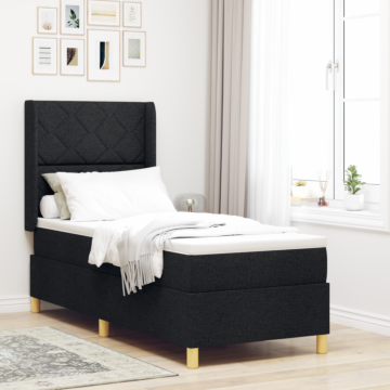 Vidaxl Box Spring Bed With Mattress Black 80x200 Cm Fabric