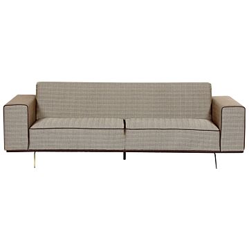 Sofa Light Brown Linen Upholstered 2.5-seater Modern Couch Adjustable Sliding Backrest Style Living Room Wide Armrests Beliani