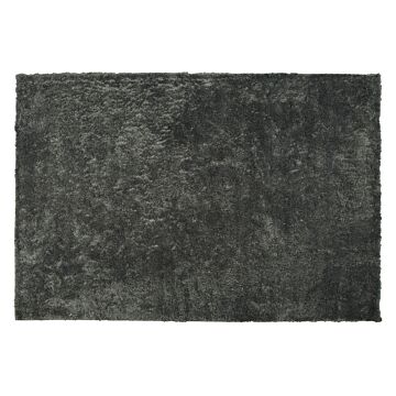 Shaggy Area Rug Dark Grey Cotton Polyester Blend 140 X 200 Cm Fluffy Dense Pile Beliani