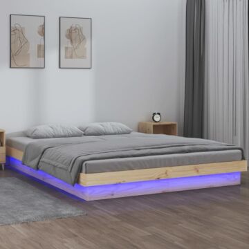 Vidaxl Led Bed Frame 200x200 Cm Solid Wood