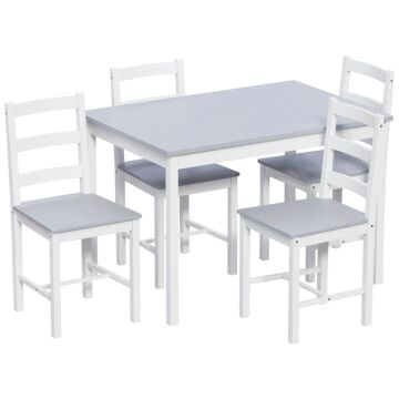 Vida Designs Yorkshire 4 Seater Dining Set, White & Grey