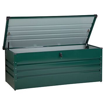 Outdoor Storage Box Green Galvanized Steel 600 L Industrial Garden Beliani